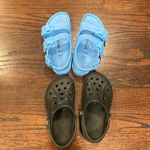 Lot of 2 foam shoes boys Birkenstocks and Crocs